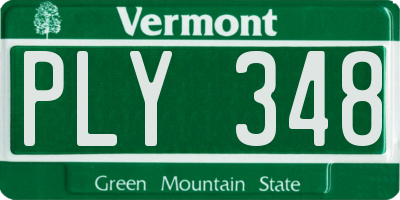 VT license plate PLY348