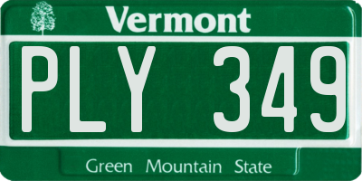 VT license plate PLY349