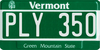 VT license plate PLY350