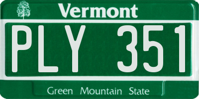 VT license plate PLY351