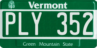 VT license plate PLY352
