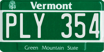 VT license plate PLY354