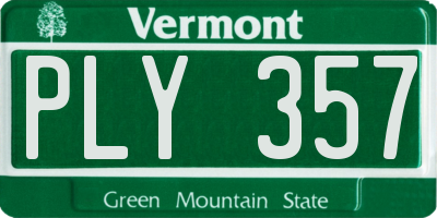VT license plate PLY357
