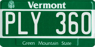 VT license plate PLY360