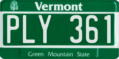 VT license plate PLY361