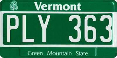 VT license plate PLY363