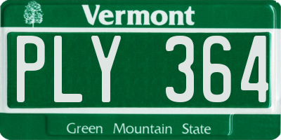 VT license plate PLY364