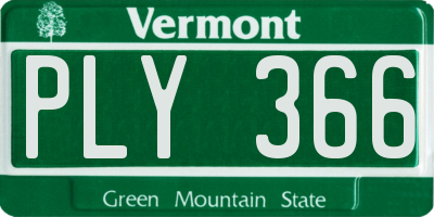 VT license plate PLY366