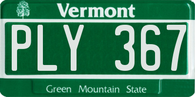 VT license plate PLY367