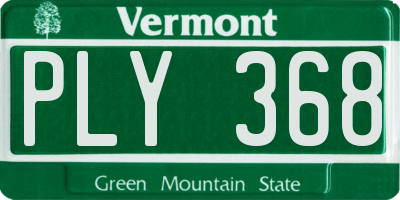 VT license plate PLY368