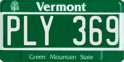 VT license plate PLY369