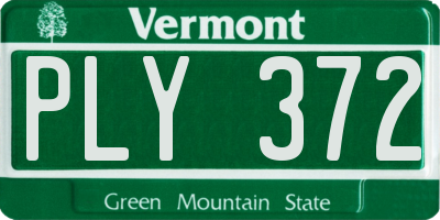 VT license plate PLY372