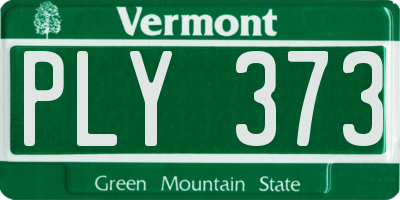VT license plate PLY373