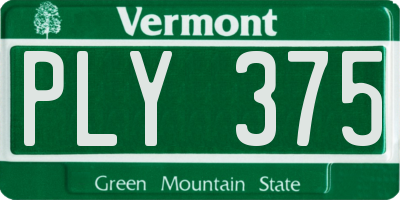 VT license plate PLY375