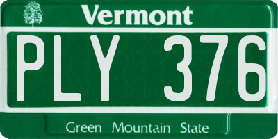 VT license plate PLY376
