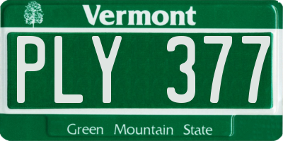 VT license plate PLY377