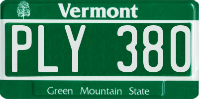 VT license plate PLY380