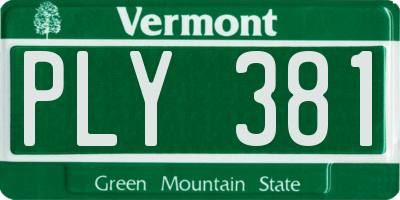 VT license plate PLY381