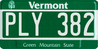 VT license plate PLY382