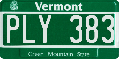 VT license plate PLY383