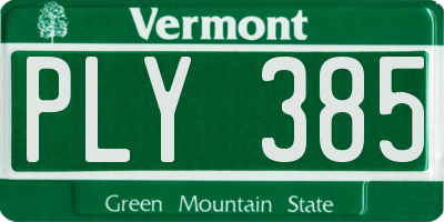 VT license plate PLY385