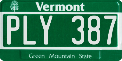 VT license plate PLY387