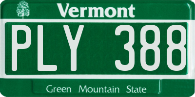 VT license plate PLY388