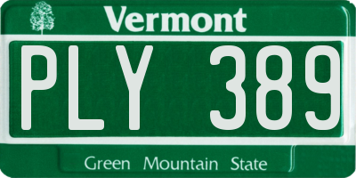 VT license plate PLY389