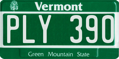 VT license plate PLY390
