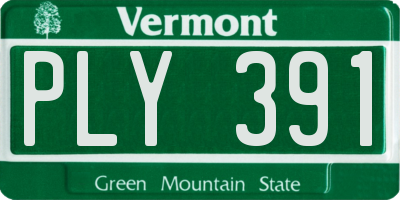 VT license plate PLY391