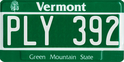 VT license plate PLY392