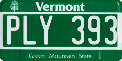 VT license plate PLY393