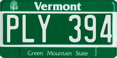 VT license plate PLY394