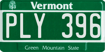 VT license plate PLY396
