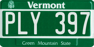 VT license plate PLY397