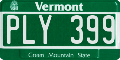 VT license plate PLY399