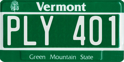VT license plate PLY401