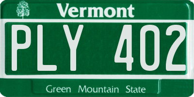 VT license plate PLY402