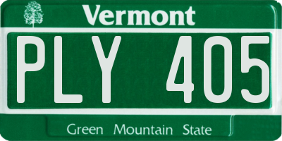 VT license plate PLY405