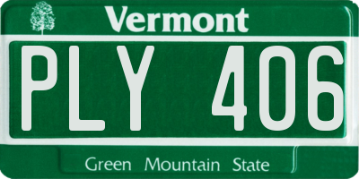 VT license plate PLY406