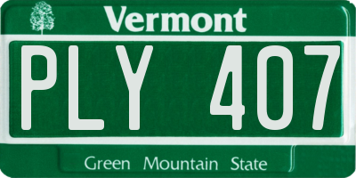 VT license plate PLY407