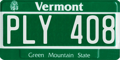 VT license plate PLY408