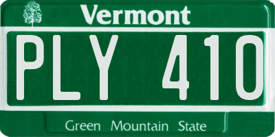 VT license plate PLY410