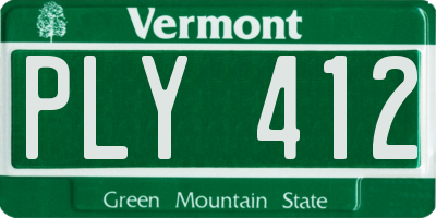 VT license plate PLY412