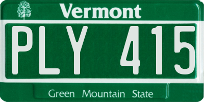 VT license plate PLY415