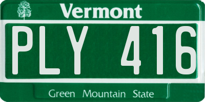 VT license plate PLY416