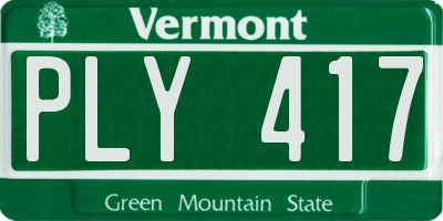 VT license plate PLY417
