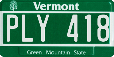 VT license plate PLY418