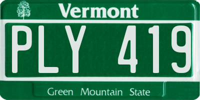 VT license plate PLY419