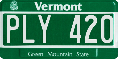 VT license plate PLY420